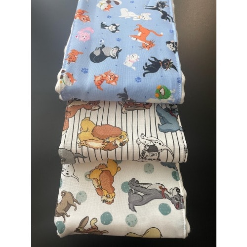 Burp cloths, cats, dogs, Disney, Cheshire Cat, Lady and The Tramp, 101 Dalmatians, Aristocats, Fox and the Hound,  baby shower