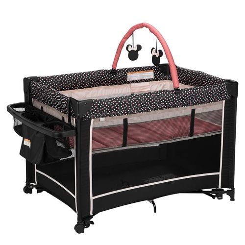 Disney Baby Classic Minnie Mouse 2-in-1 Play Yard with Rocking Bassinet, Minnie Charm