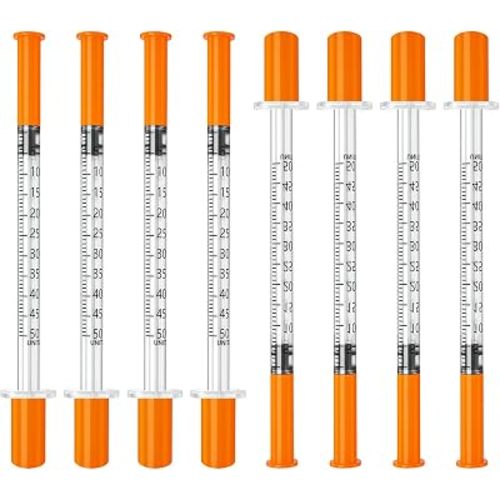 jeringas con agujas para inyectar, 0.5mL 31G 5/16" (8mm) jeringas de insulina, Individually Wrapped, 100 Pack