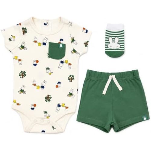Miffy Baby Boys 3-Piece Bodysuit Shorts and Socks Outfit Set