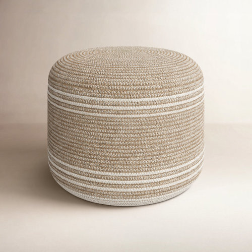 Birch Lane™ Heatherly 18" Wide Round Striped Pouf Ottoman & Reviews | Birch Lane