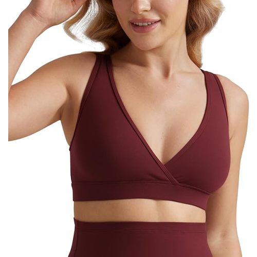 CRZ YOGA Butterluxe Maternity V Neck Nursing Bras - Wireless Sleep Breastfeeding Lounge Womens Pregnancy Bralette Comfy