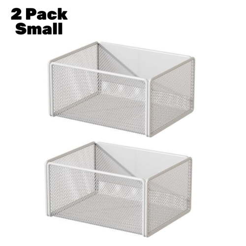 Jademall Magnetic Basket Organizer Holder 2Pcs, 6.2x4.7x3 inch Magnetic Basket Fridge Side Shelf, Magnetic Storage Rack for Refrigerator, Kitchen Counter, Cabinet, Washing Machine - Small, White