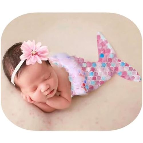 Newborn Baby Photography Props,Girl Mermaid Outfits with Headband,Mermaid Tail Costume,Mermaid Party Supplies