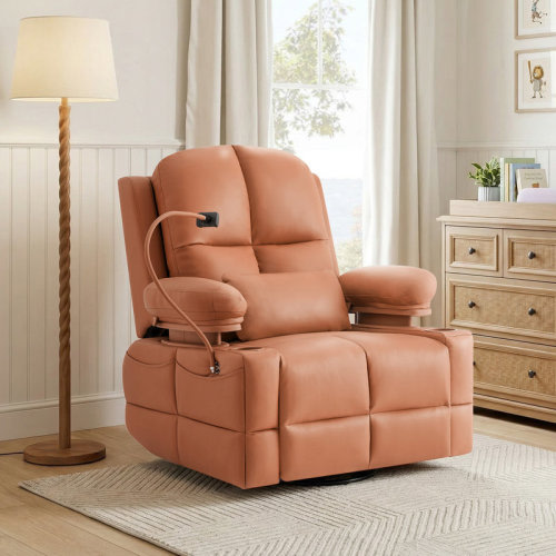 MAMAZING Electric Power Adjustable Armrests Swivel Rocking Chair Reclining Glider With USB Charge and Phone Holder & Reviews | Wayfair