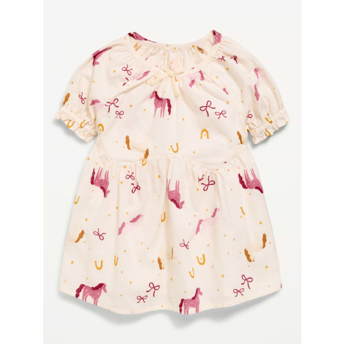 Printed Short-Sleeve Swing Dress for Baby