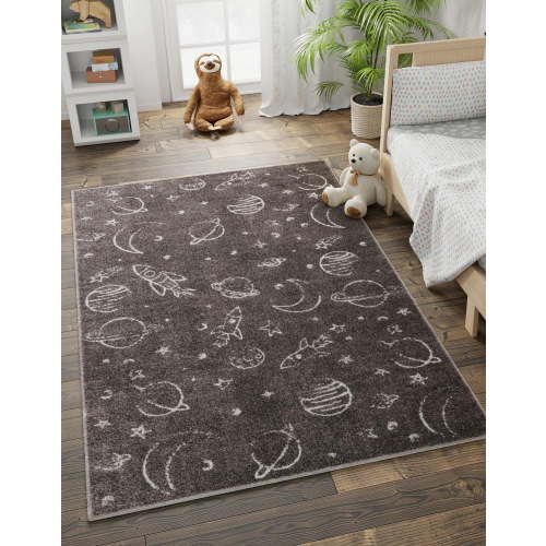 Unique Loom Whimsy Kids Collection Area Rug - Dreams (7' 10" x 10' Rectangle Gray/Ivory)