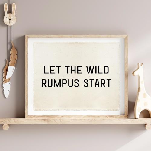 Let The Wild Rumpus Start Banner Natural, Canvas Wall Flag, Wall Art for Nursery, Modern Kids Room Decor, Kids Banner,Canvas Banner