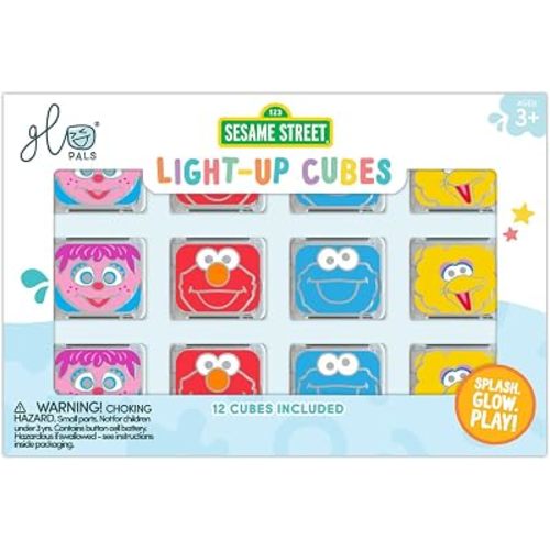 Glo Pals Water-Activated Light-Up Sesame Street Bath Toy Cubes, 12 Pack