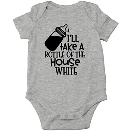 AW Fashions I'll Take A Bottle Of The House White Baby Bodysuit Funny Adorable Infant Outfit for Unisex
