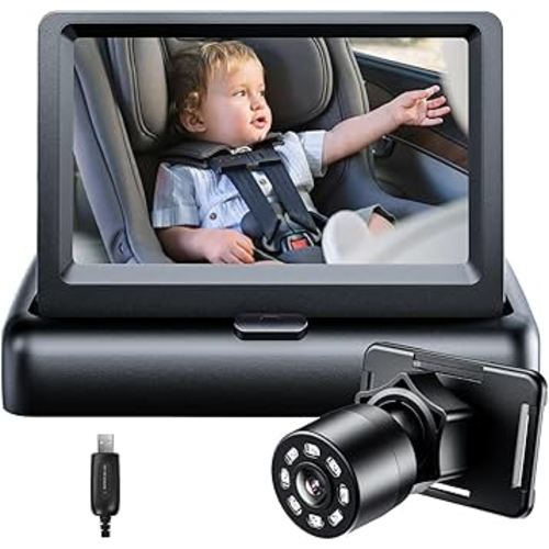 Itomoro Baby Car Mirror, View Infant in Rear Facing Seat with Wide Crystal Clear View,USB Easy Install baby car monitor 1080p