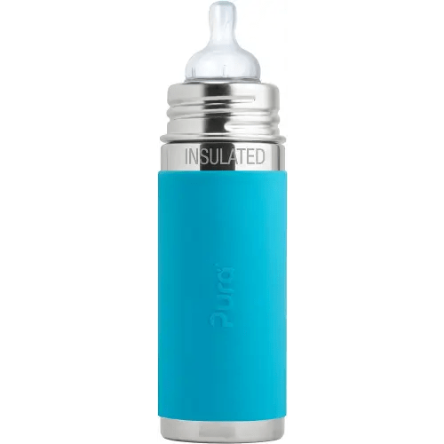 Pura Kiki 7oz Stainless Steel Insulated Infant Bottle – Includes Silicone Medium-Flow Nipple & Sleeve – Anti-Colic, Plastic-Free, MadeSafe Certified