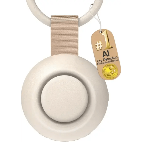 2025 Mom's Choice Awards, Portable Sound Machine for Baby Adult, AI Cry Detection, 18 Soothing Sound, Bluetooth Rechargeable White Noise Machine for Home Office Travel, Nursery Light, Gray