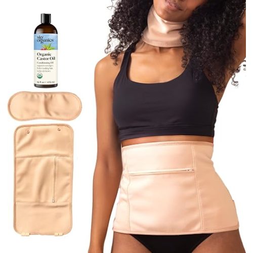 Sky Organics Organic Castor Oil Pack Wrap Set 16oz , Reusable Wraps