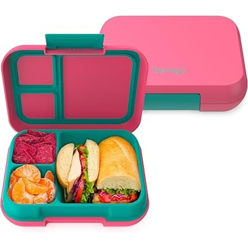Bentgo Pop - Leak-Proof Lunch Box & Removable Divider for Ages 8+ & Teens - Lunch Container Holds 5 Cups of Food; 3-4 Compartments; Microwave/Dishwasher Safe; 2 Year Warranty (Bright Coral/Teal)