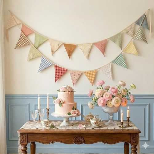Handmade Linen Bunting Banner – Baby Room Flags Decor, Nursery Wall Hanging