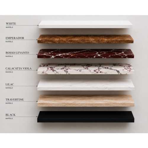 Travertine Stone Floating Wall Shelf – Hand Carved Organic Bathroom Decor