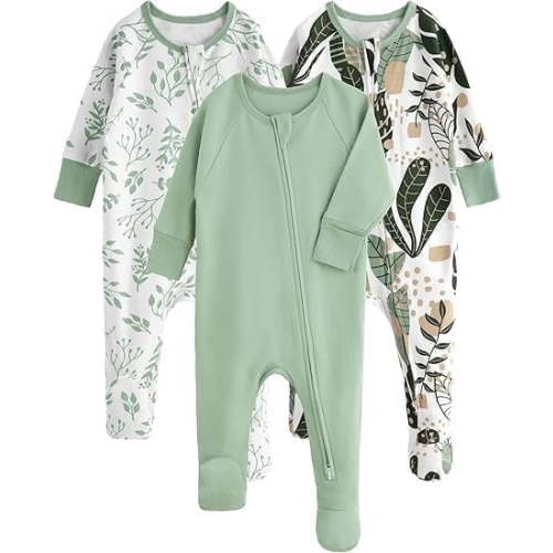 Yoofoss Baby Pajamas 100% Organic Cotton Baby Sleepers for 6-9 Months Boys Girl Clothes 3pcs Footed PJs