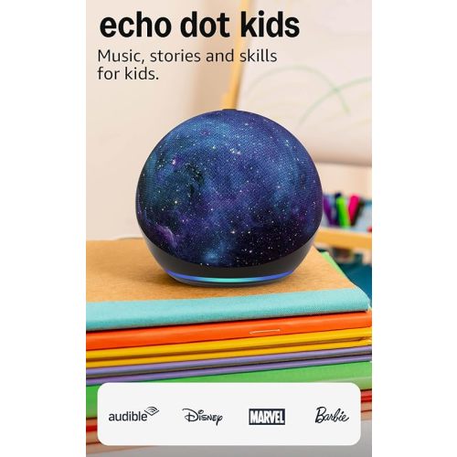 Amazon Echo Dot Kids (newest model), Smart speaker to enjoy age-appropriate audiobooks, sleep routines and Alexa+ experiences to create and learn, Stardust design