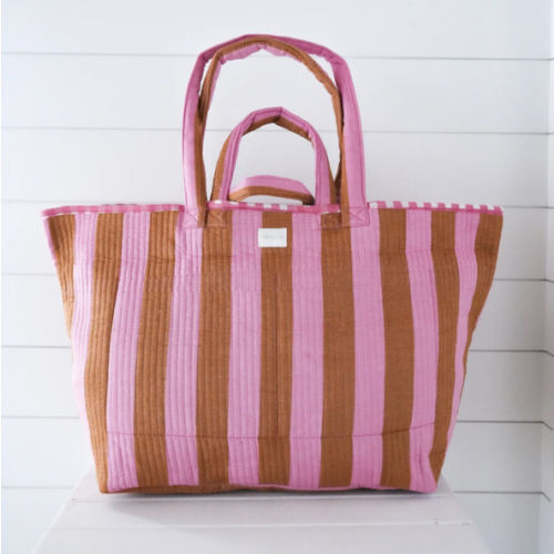 Darby Tote - Pink Saddle Stripe – Darling