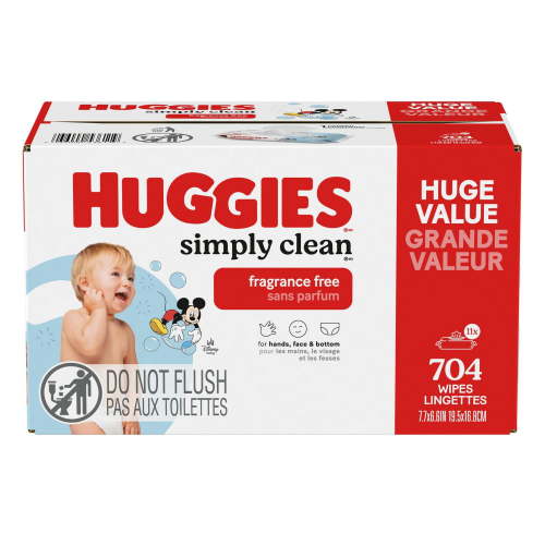 Huggies Simply Clean Baby Wipes, UNSCENTED, 11 Flip Lid Packs, 704 Wipes - Walmart.ca