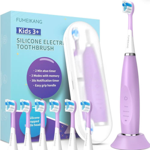 Kids Electric Toothbrushes Sonic Rechargeable Tooth Brush Gifts for Boys and Girls Smart Timer Power Toothbrush - 3 4 5 6 7 8 9 10 11 12 (Purple)