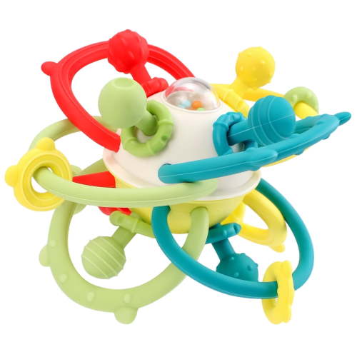 Montessori Baby Teether Toy, BPA-Free Food-Grade Silicone, Infant Sensory Rattle for 0–18 Months, Multicolor