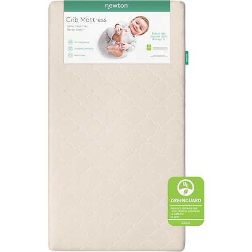 Newton Baby Crib Mattress and Toddler Bed - Ultra-Breathable Proven to Reduce Suffocation Risk, Washable Core & Cover, 2-Stage, Plush 5.5" Thick - Sandstone