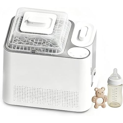 Bottle sterilizer and Dryer.Bottle Washer and sterilizer and Dryer.Bottle sterilizer with Storage. Bottle Washer Suitable for Bottles and Baby Products, 19/49 Minute wash Cycles.