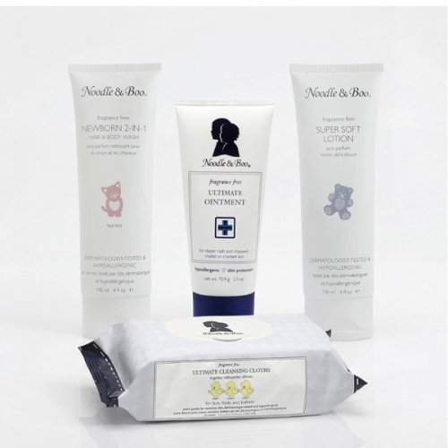 Noodle & Boo Fragrance Free Baby Skincare 4-Piece Bundle – Ultimate Baby Ointment, 2-in-1 Newborn Shampoo & Body Wash, Super Soft Baby Lotion & Cleansing Cloths for Sensitive Skin