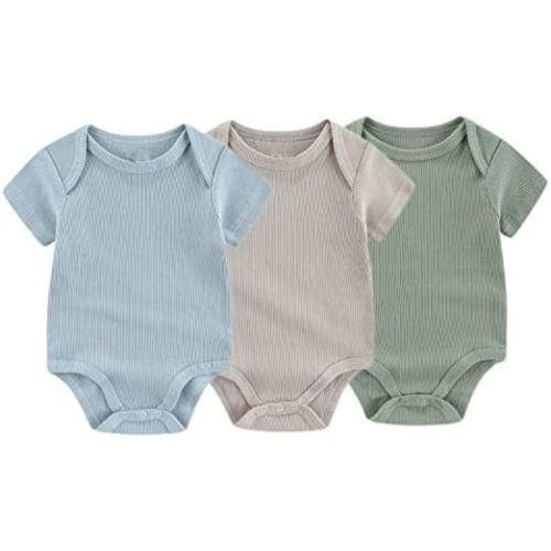 Chamie Newborn Baby Onesies 3-Pack Short Sleeve Bodysuit Baby Clothes for Boys and Girls