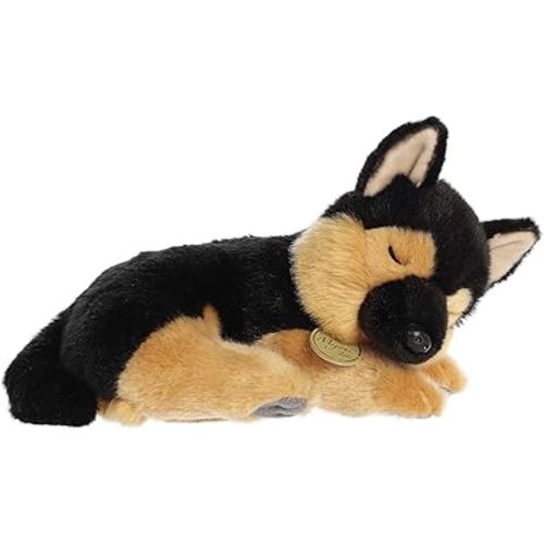Aurora® Adorable Miyoni® Tots Sleepy German Shepherd Pup Stuffed Animal - Lifelike Details Make a Cherished Companion - Perfect for Decorating Bedrooms or Classrooms - Brown 10 Inches