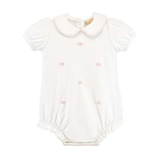 Embroidered Pink Bows Collared Bubble