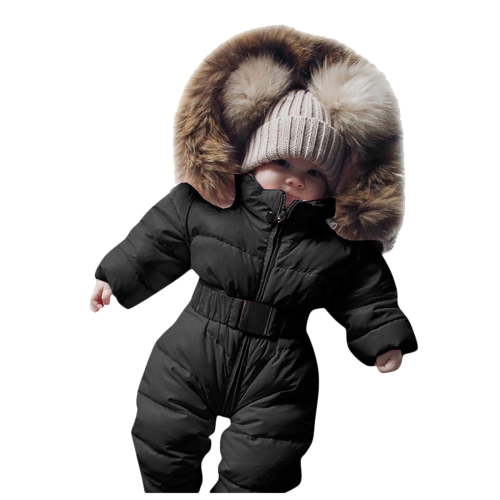 TAIAOJING Baby Girls' Boys' One-Piece Winter Snowsuit with Hood Outerwear Romper Coat Warm Baby Jacket Snowsuit Girls Hooded Jumpsuit Coat 14 Colors 0-3 Months