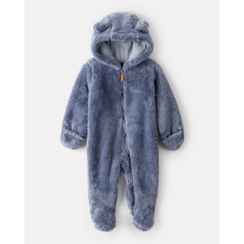Baby Boy Sherpa Long-Sleeve Hooded Jumpsuit - Blue - Carter's | Carter's