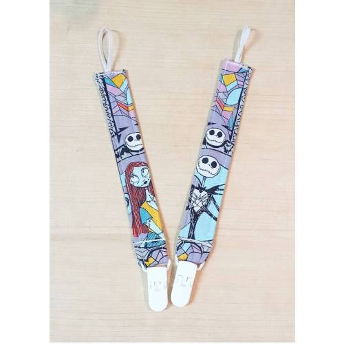 Jack and Sally inspired Baby Pacifier Clips. Sold separately or as a set. Handmade