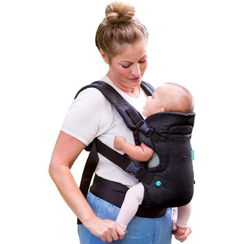 Infantino Flip 4-in-1 Convertible Baby Carrier, Adjustable, Ergonomic Babywearing, Registry Essential, Baby Carrier for Newborn to Toddler, Black