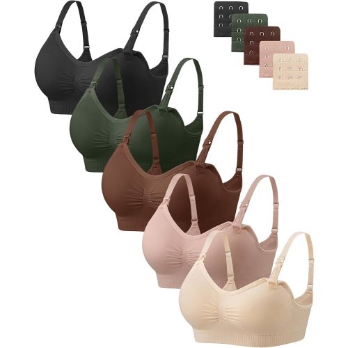 Angelhood Women Nursing Bras for Breastfeeding 5 Pack, Maternity Sleep Bra