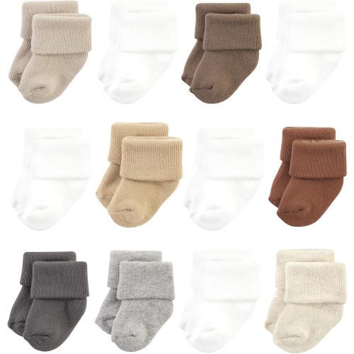 Hudson Baby Basics Unisex Baby Cozy Terry Baby Sock 12-Pack, Natural Comfort, 6-12 Months