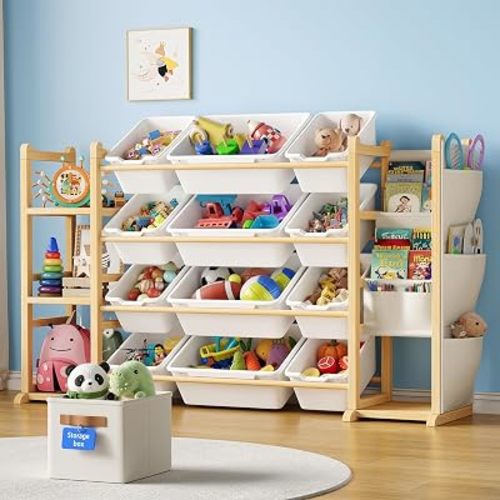 Kids Toy Storage Organizer With Bookshelf Toddler Living Room Large Toy Box