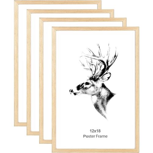 12x18 Frame Set of 4, Natural Solid Oak Wood