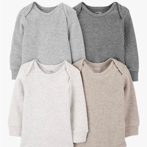 Simple Joys by Carter's Baby 4-pack Soft Thermal Long Sleeve Bodysuits