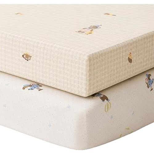 Baby Crib Sheets for Boys Girls, Super Soft Breathable Fitted Crib Sheet, 2 Pack Crib Mattress Sheet for Standard Crib and Toddler Mattress, 52" x 28"
