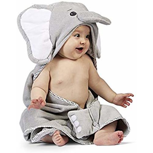 Bearington Baby Lil' Spout Elephant Hooded Bath Towel, 24" x 24"