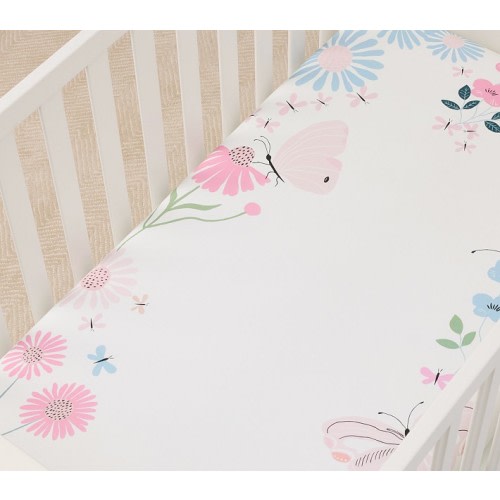 Wildflower Butterfly Picture Perfect Organic Crib Fitted Sheet