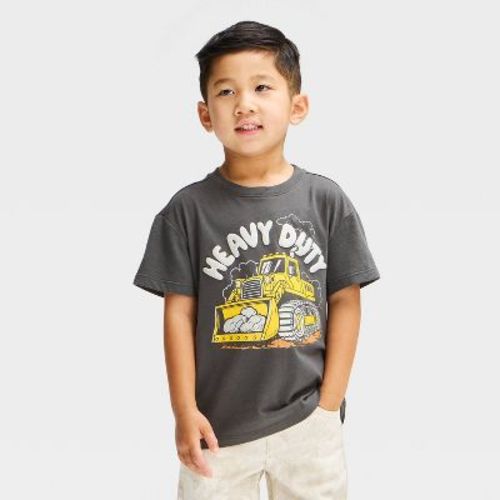 Baby Boys' Short Sleeve Heavy Duty Oversized T-Shirt - Scavenger Hunt Gray 12M