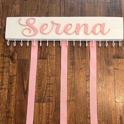 Personalized Baby Girl Bow Holder: 18 or 24” multiple font choices and colors