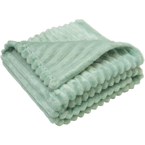 Organictune Flannel Fuzzy Toddler Bed Blanket, Warm and Fluffy Plush Stripes Crib Throw Blanket, 30" x 40", All-Season, Multi-Purpose, Reversible, Sea Green