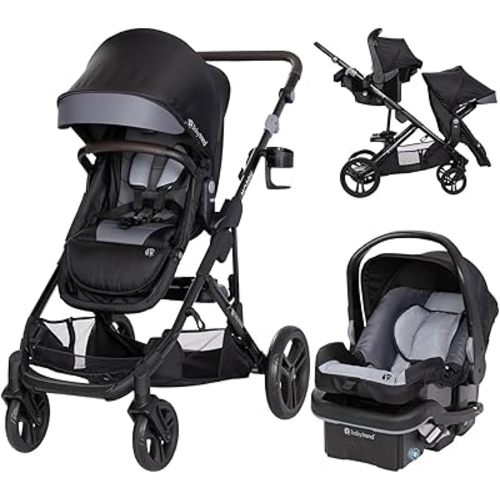 Baby Trend Morph Single to Double Modular Stroller Travel System with EZ-Lift™ PLUS Infant Car Seat, Dash Black