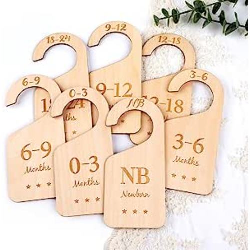 Amazon.com: HOUÍSM Wooden Baby Closet Size Dividers 7Pack, Baby Clothes Organizers Home Nursery Decor, Thicken and Double Sided from Newborn to 24 Months, Hanging Closet Dividers for Newborn Baby Shower : Baby